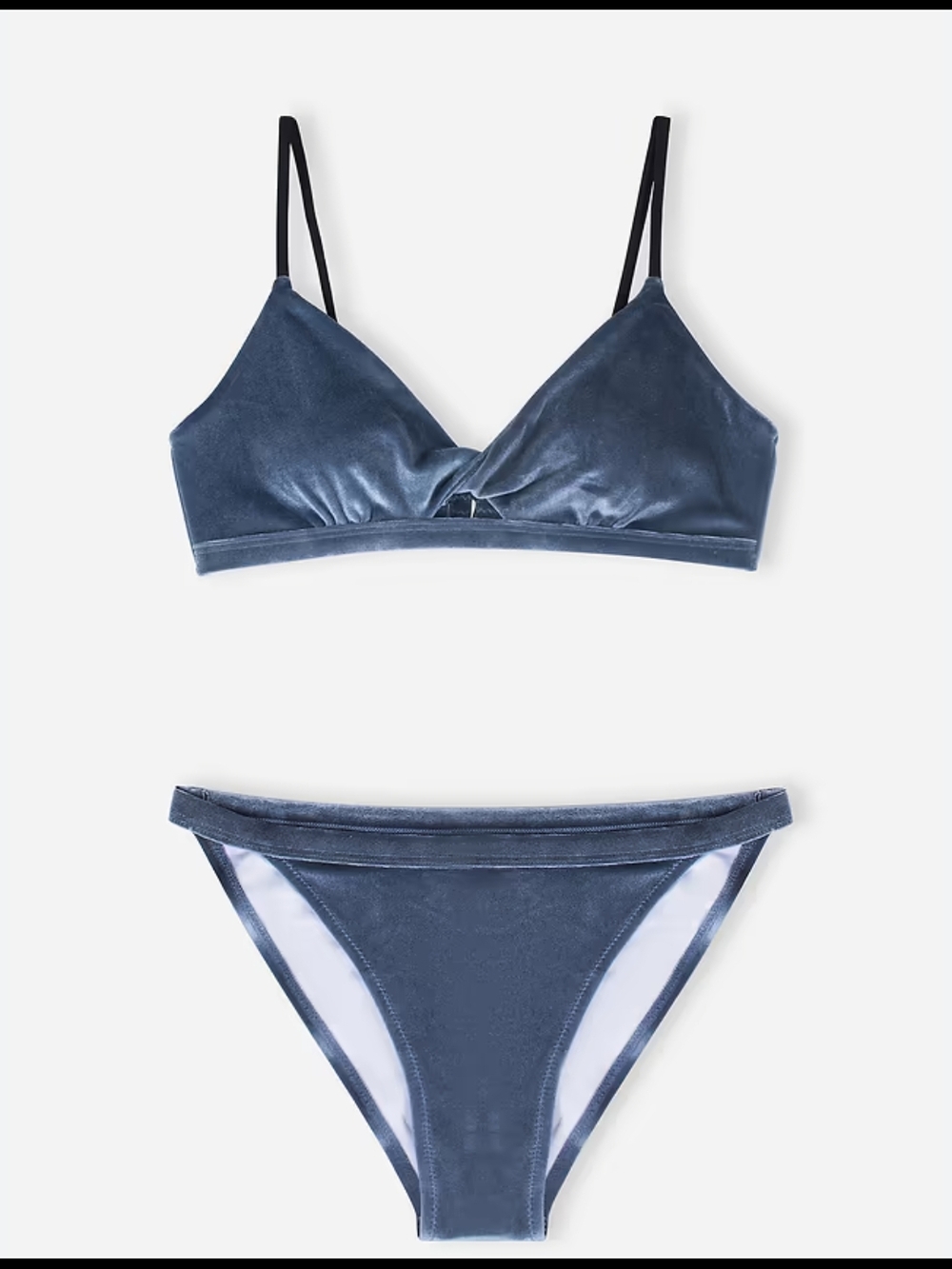 Cupshe Velvet-Look Gray- Blue Two-Piece Bikini Set Size Large - Picture 7 of 7